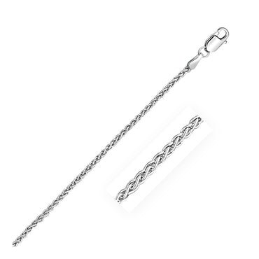 Sterling Silver Rhodium Plated Wheat Chain (2.20 mm) in a sleek high-contrast midnight luxury editorial style