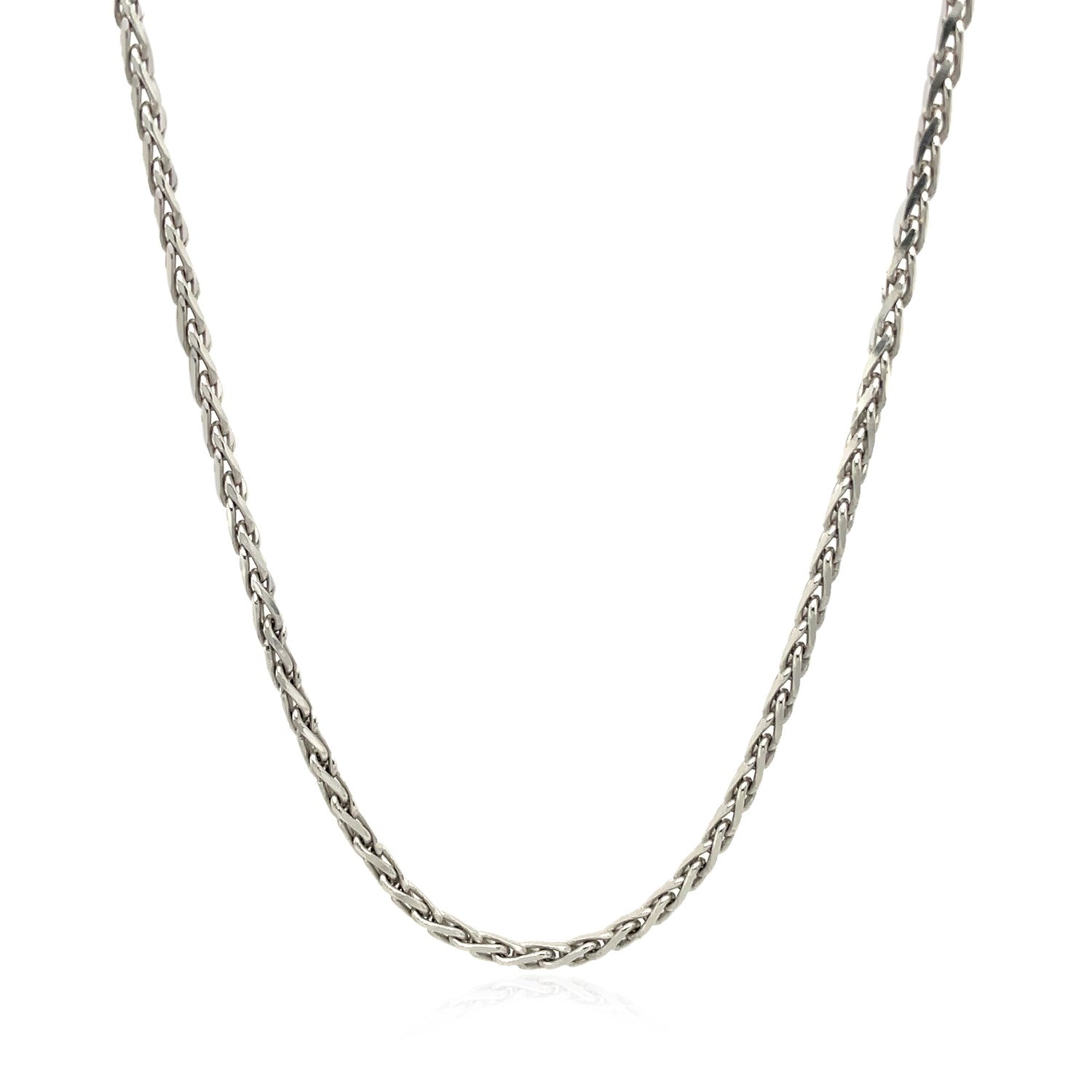 Sterling Silver Rhodium Plated Wheat Chain (2.20 mm) - Peelerie