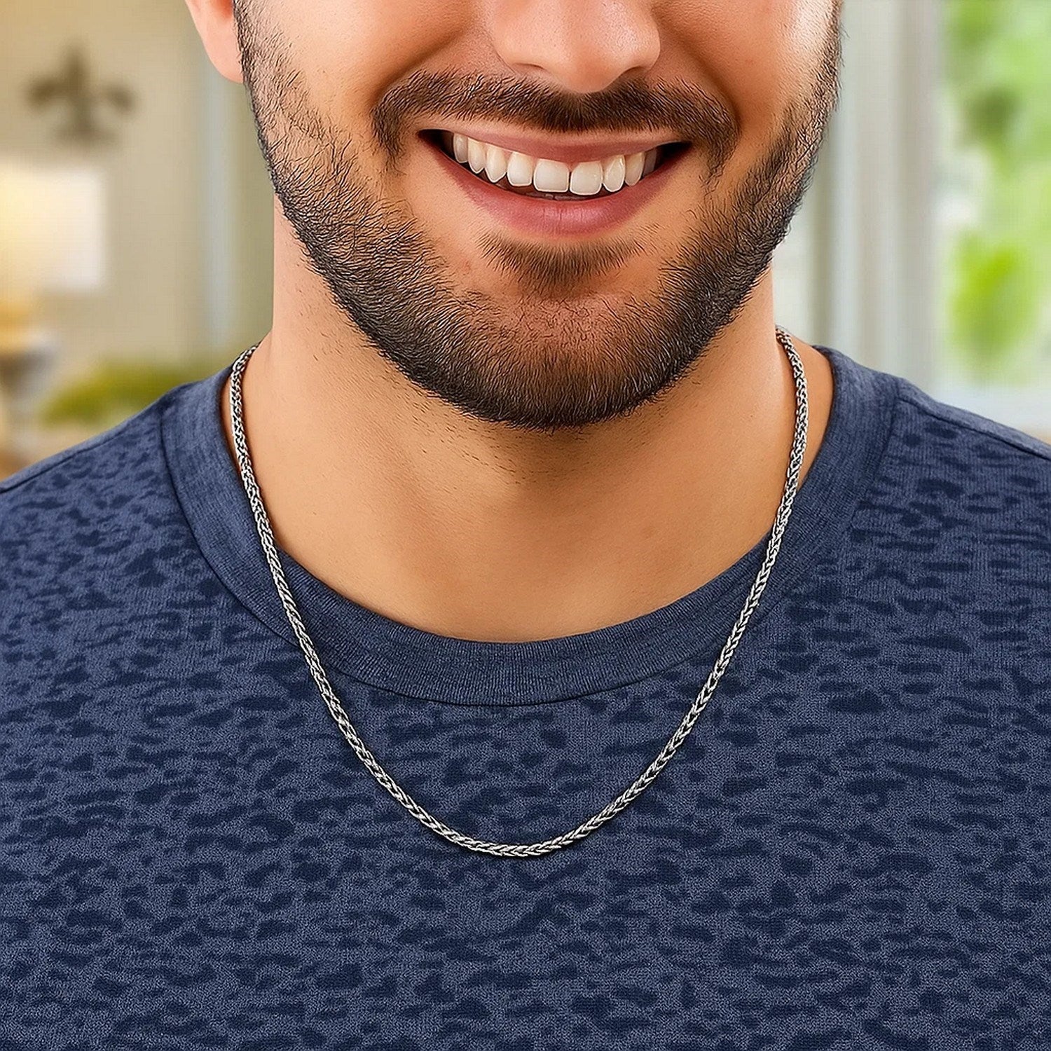 Sterling Silver Rhodium Plated Wheat Chain (2.20 mm) - Peelerie