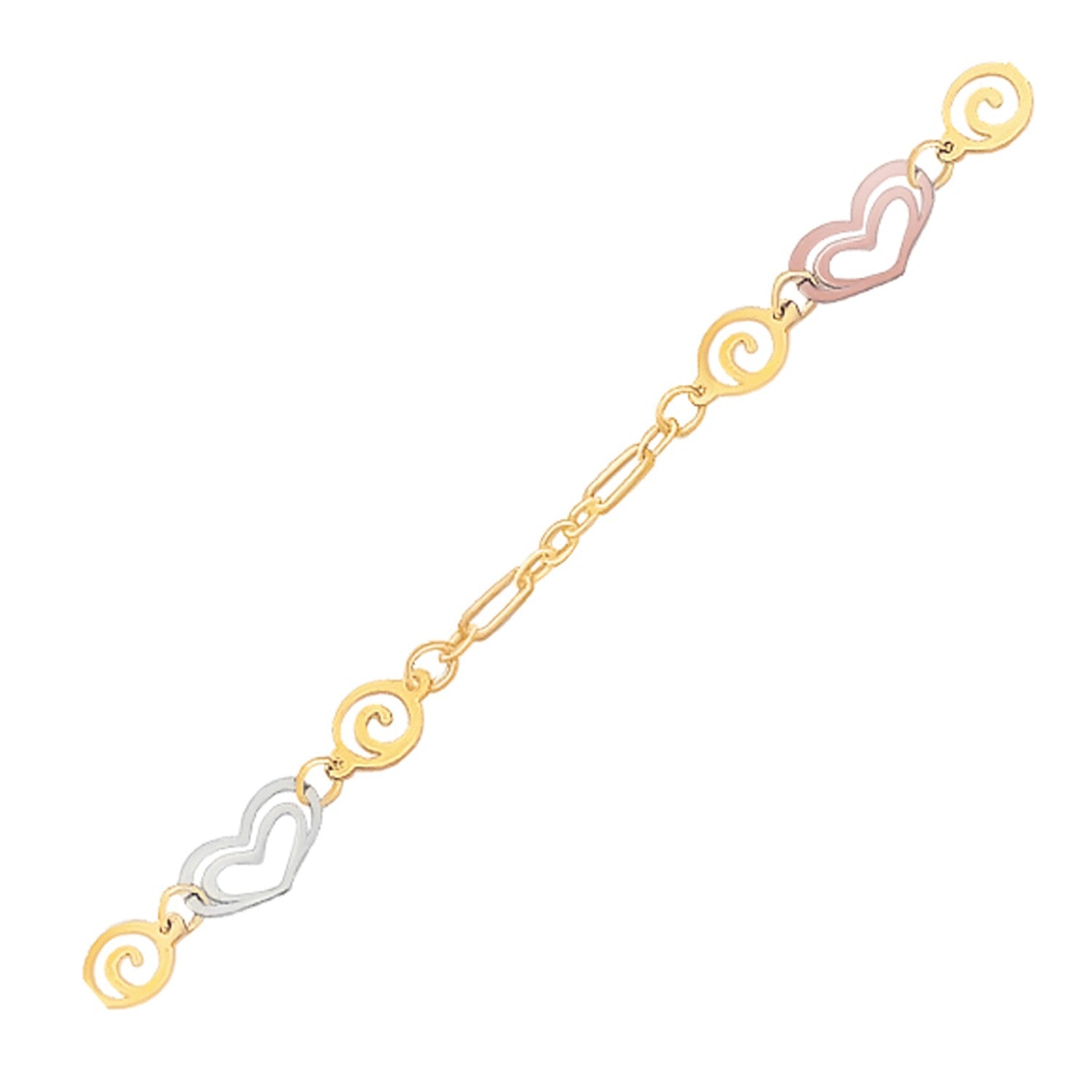 14k tri-colour gold anklet