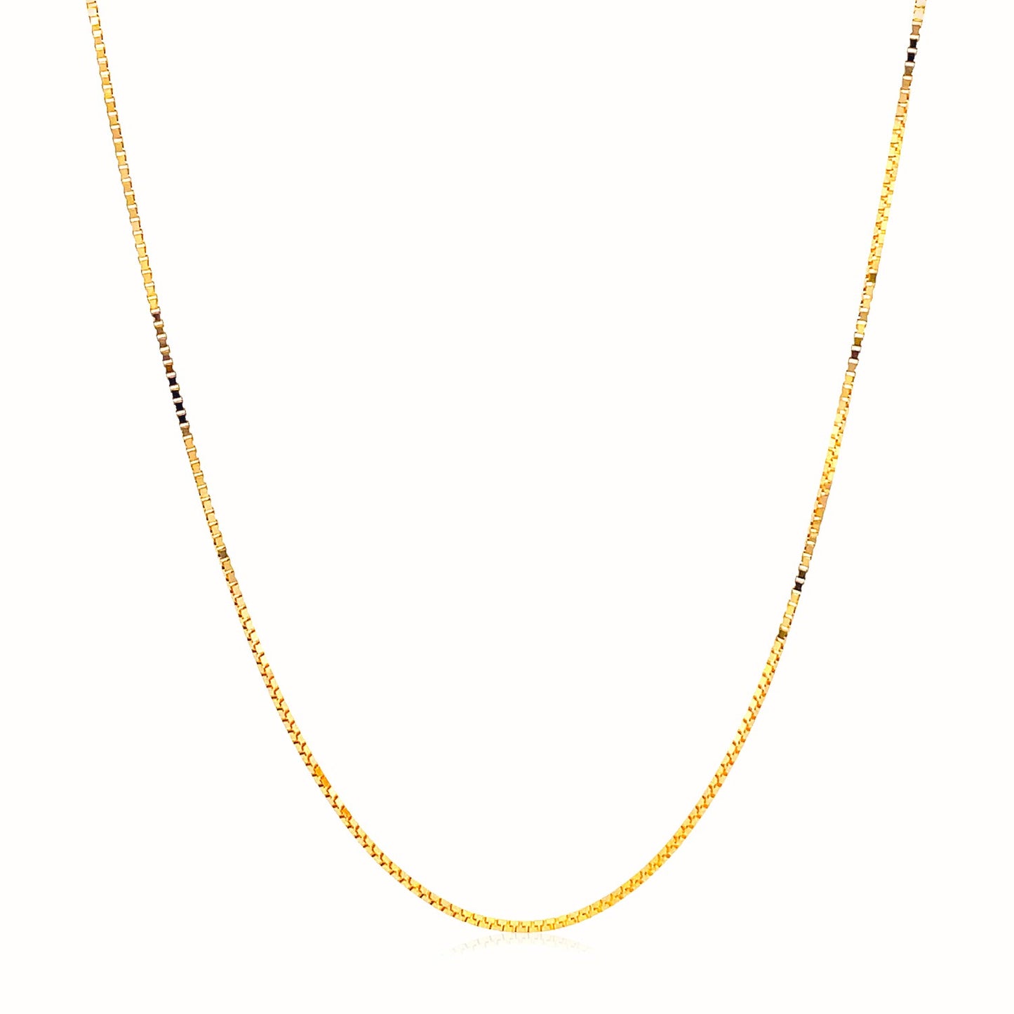 14k Yellow Gold Adjustable Box Chain (0.70 mm) in a sleek high-contrast midnight luxury editorial style