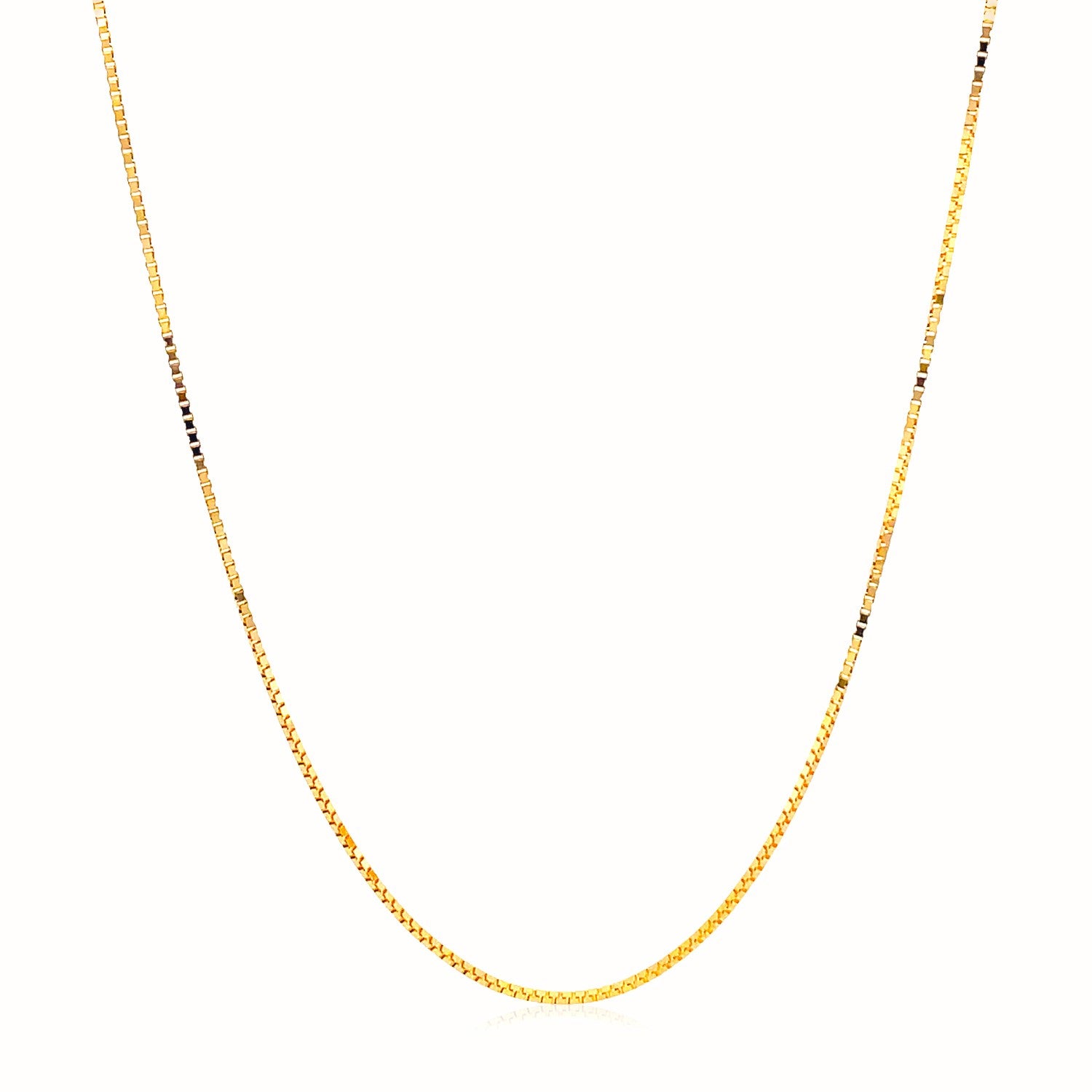 14k Yellow Gold Adjustable Box Chain (0.70 mm) in a sleek high-contrast midnight luxury editorial style