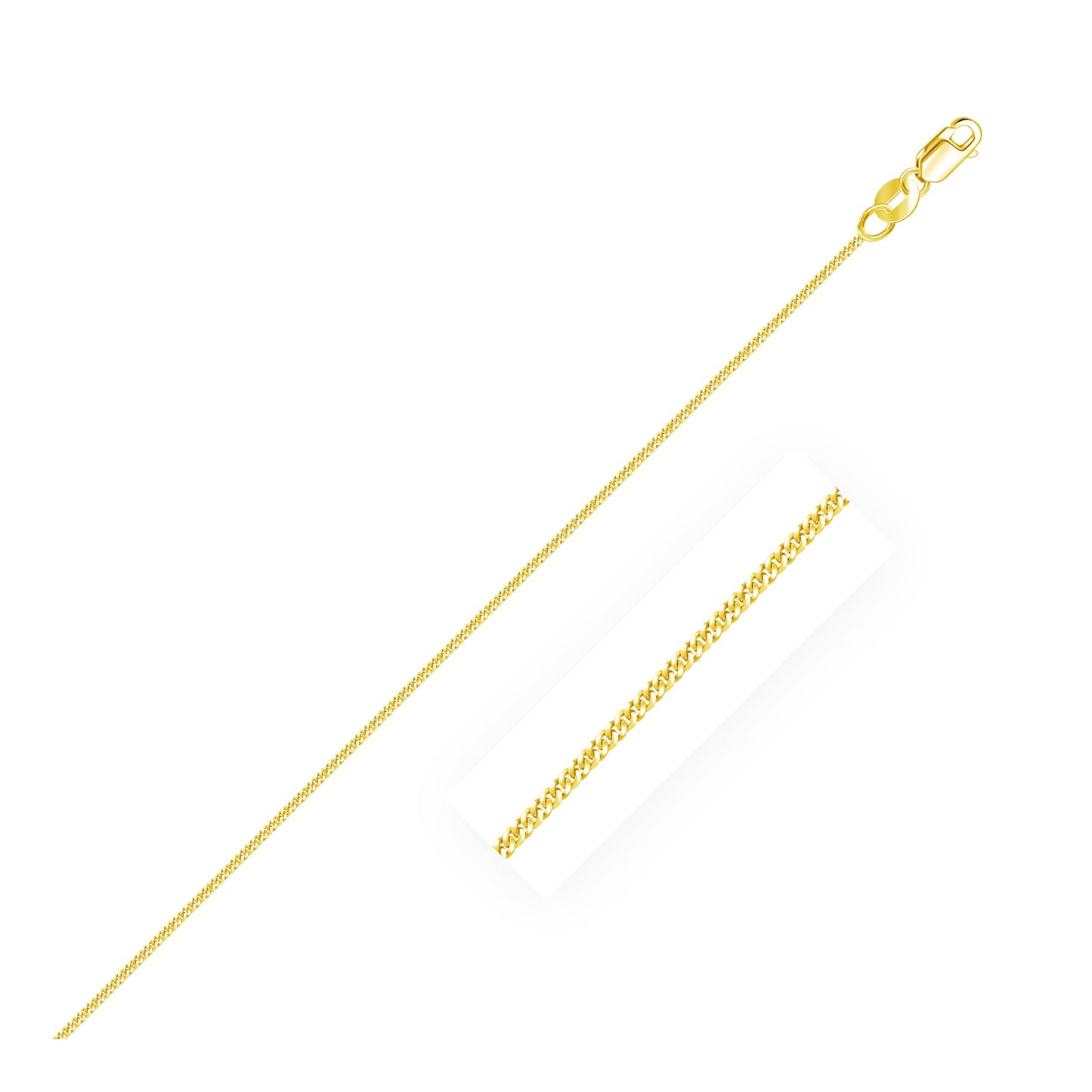 10k Yellow Gold Gourmette Chain 1.0mm (1.00 mm) in a sleek high-contrast midnight luxury editorial style