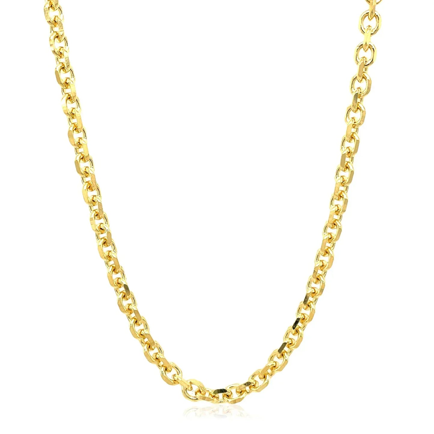 14k Yellow Gold Diamond Cut Cable Link Chain (3.70 mm) - Peelerie