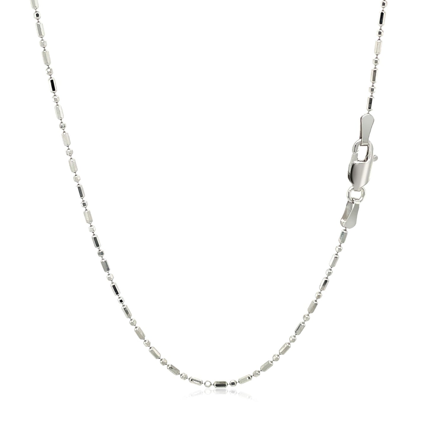 14k White Gold Diamond-Cut Alternating Bead Chain (1.10 mm) - Peelerie