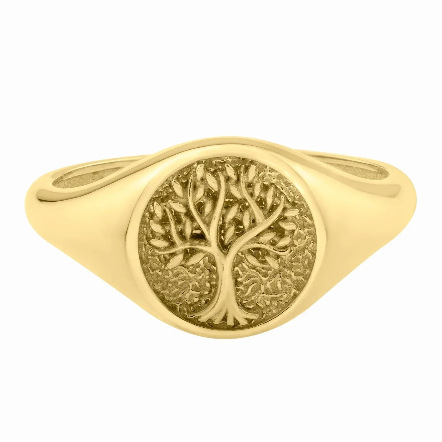 Tree of Life Signet Ring in 14K Yellow Gold (2.40 mm) - Peelerie