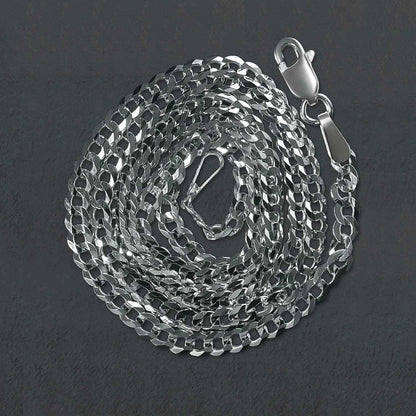 14k White Gold Solid Curb Chain (2.60 mm)