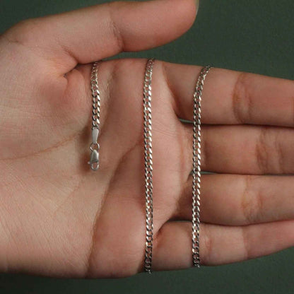 14k White Gold Solid Curb Chain (2.60 mm)