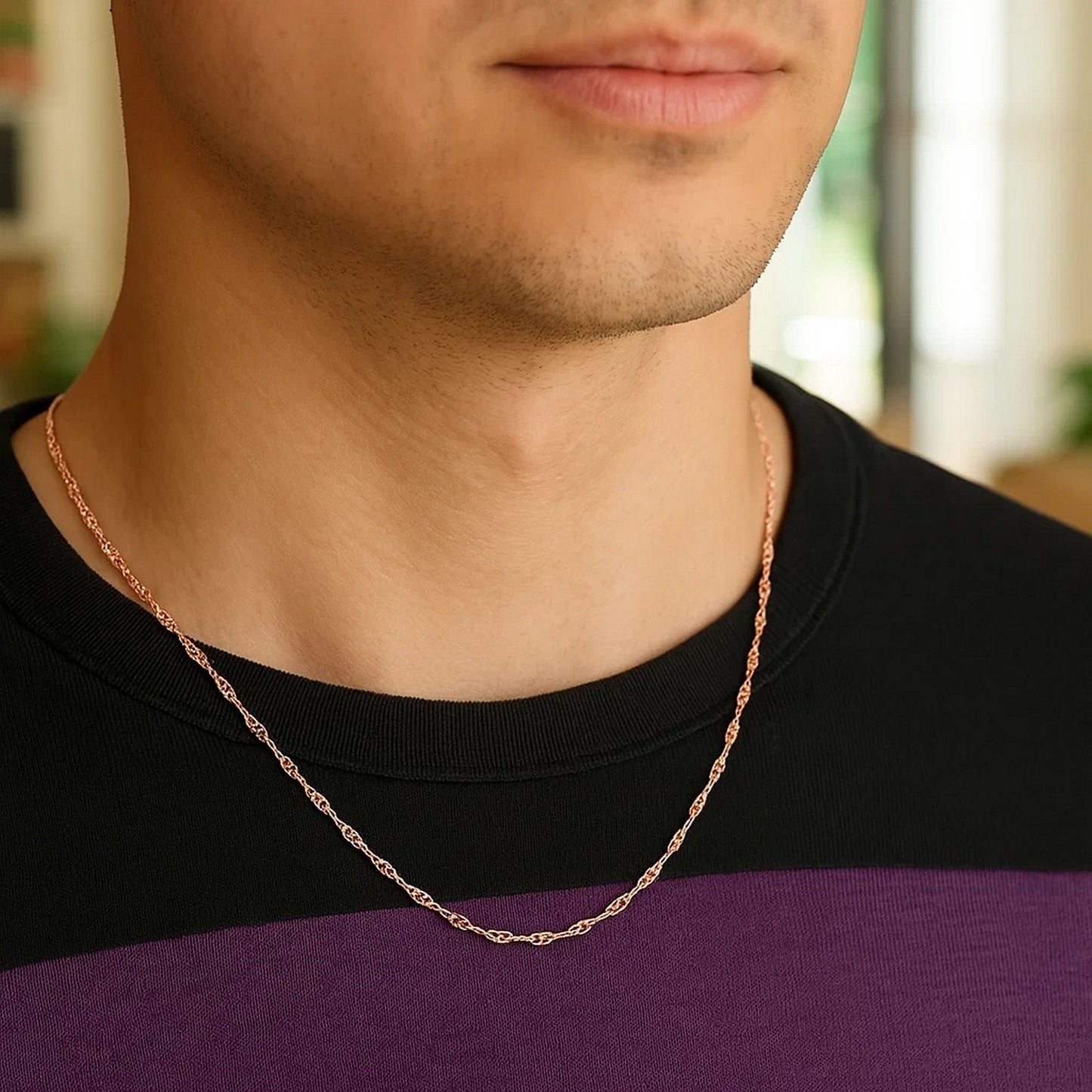 14k Rose Gold Singapore Chain (1.10 mm)