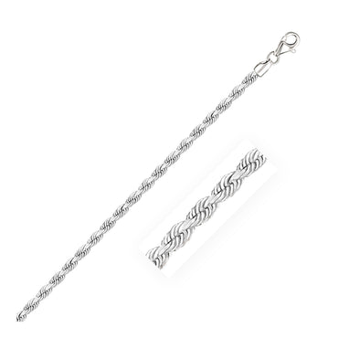 14k White Gold Solid Diamond Cut Rope Chain (3.00 mm) - Peelerie