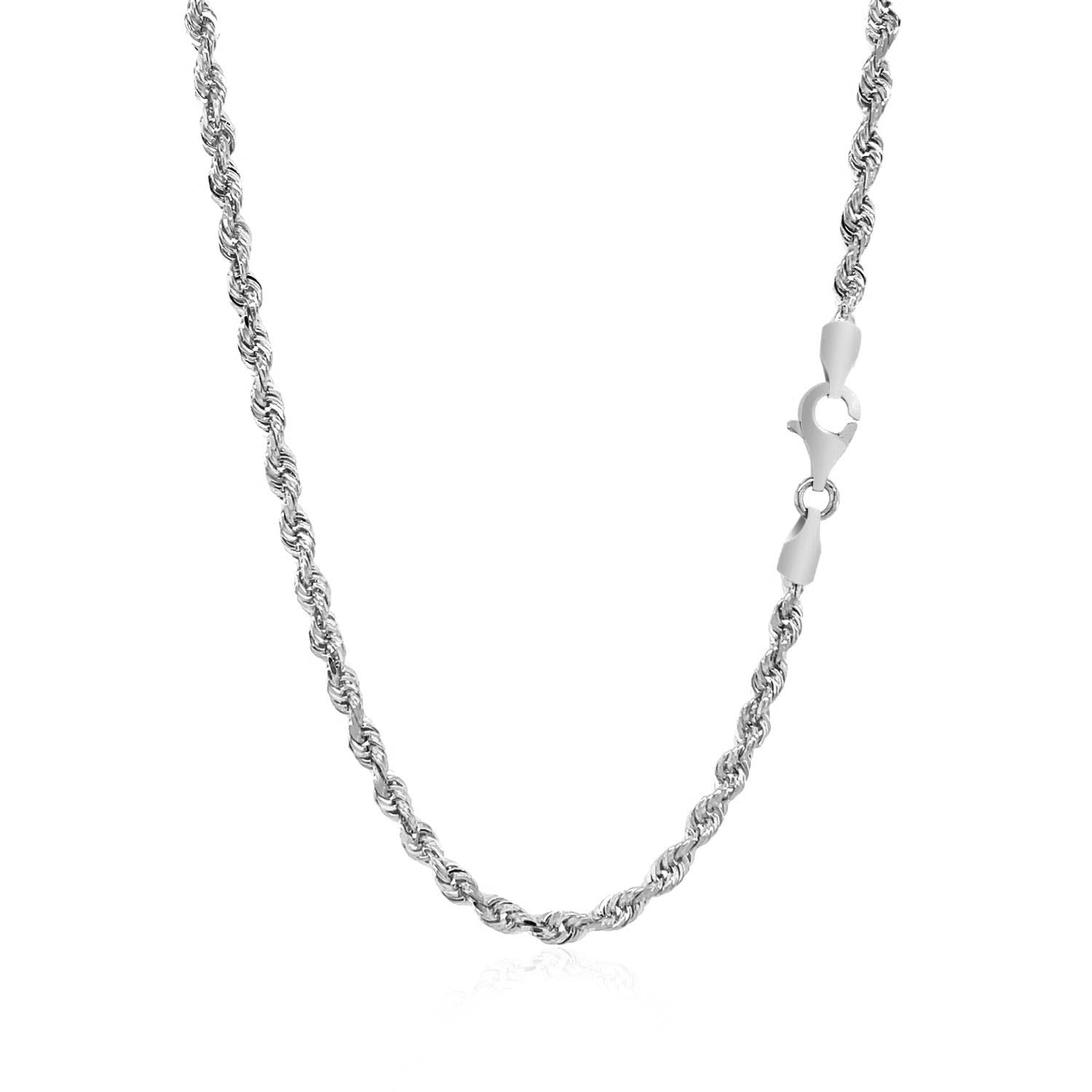 14k White Gold Solid Diamond Cut Rope Chain (3.00 mm) - Peelerie