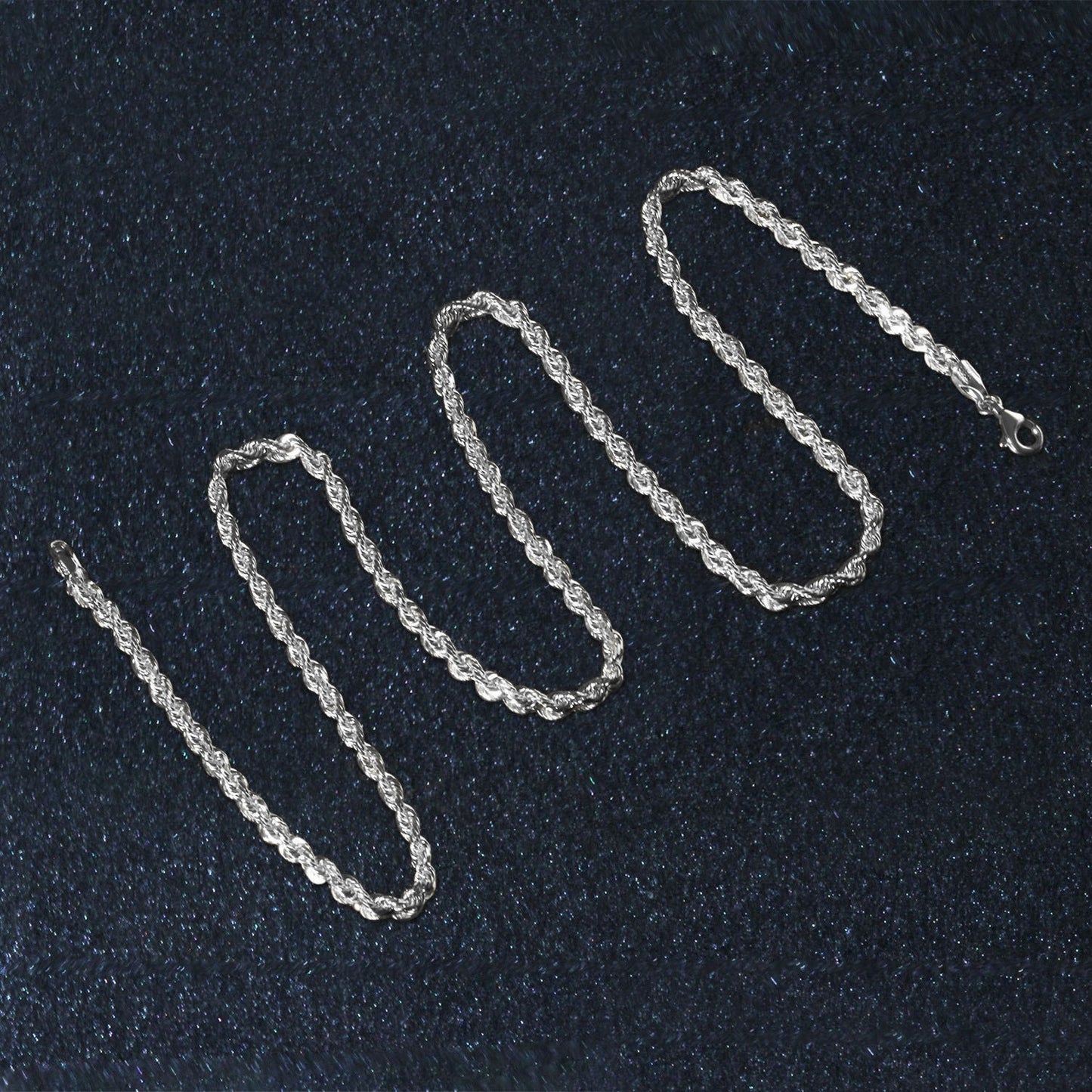 14k White Gold Solid Diamond Cut Rope Chain (3.00 mm) - Peelerie