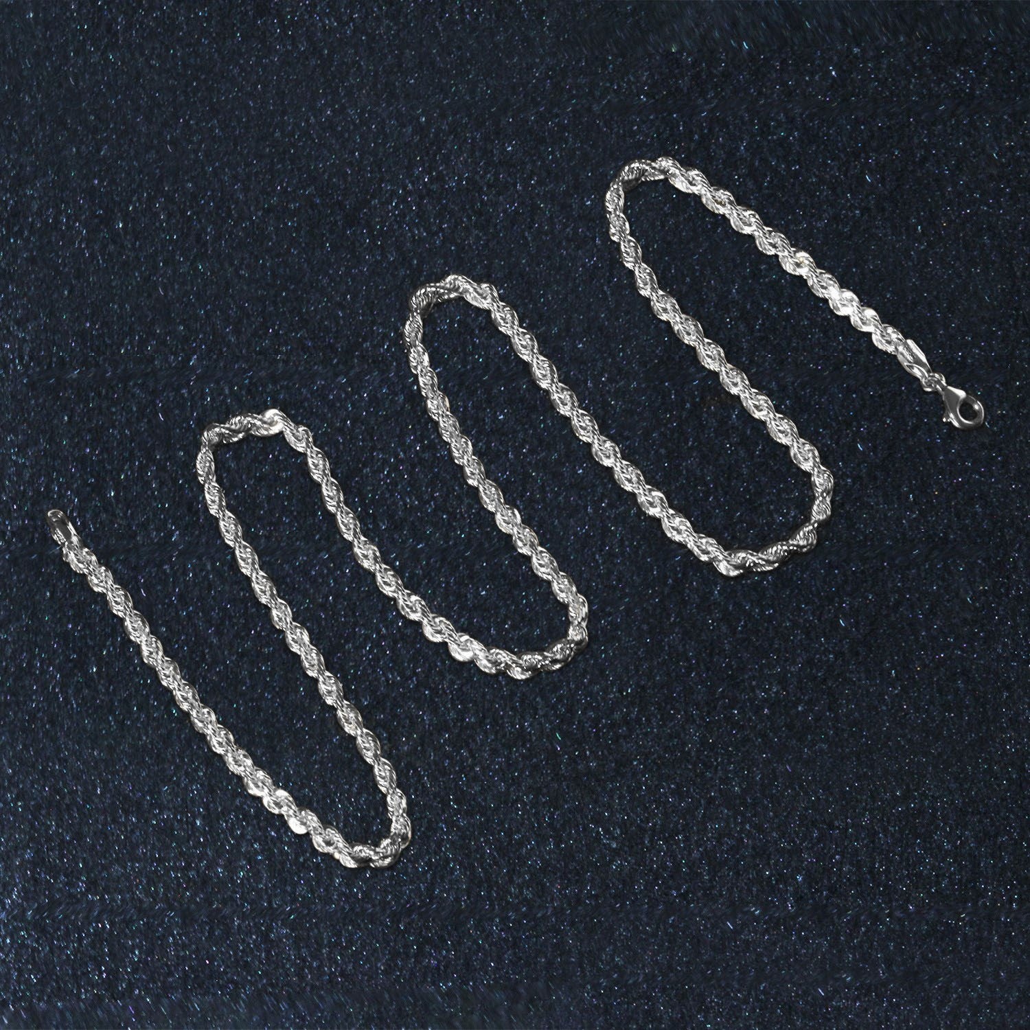 14k White Gold Solid Diamond Cut Rope Chain (3.00 mm) - Peelerie