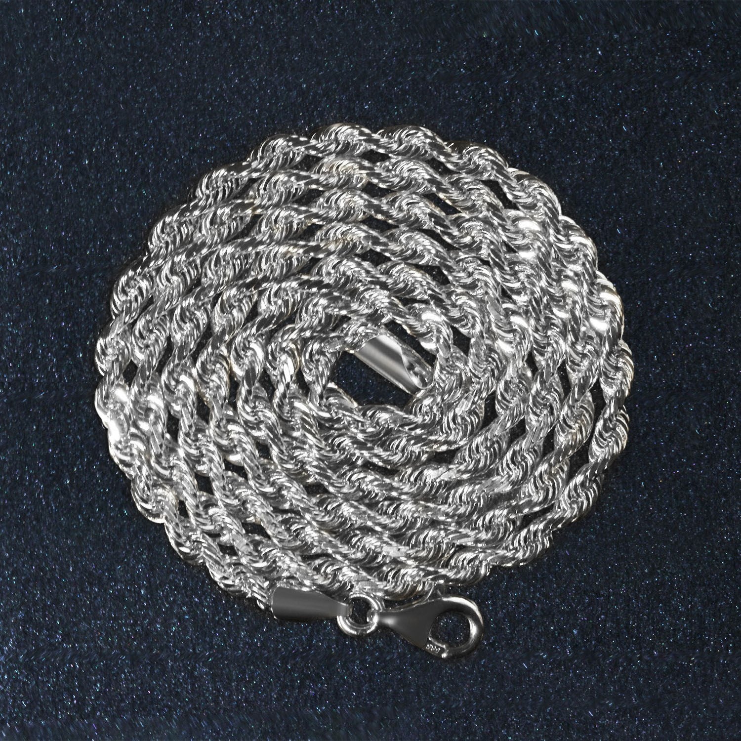 14k White Gold Solid Diamond Cut Rope Chain (3.00 mm) - Peelerie