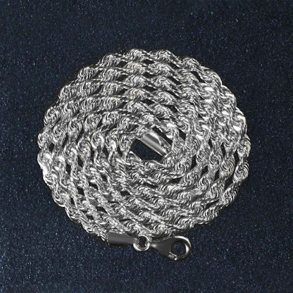 14k White Gold Solid Diamond Cut Rope Chain (3.00 mm)
