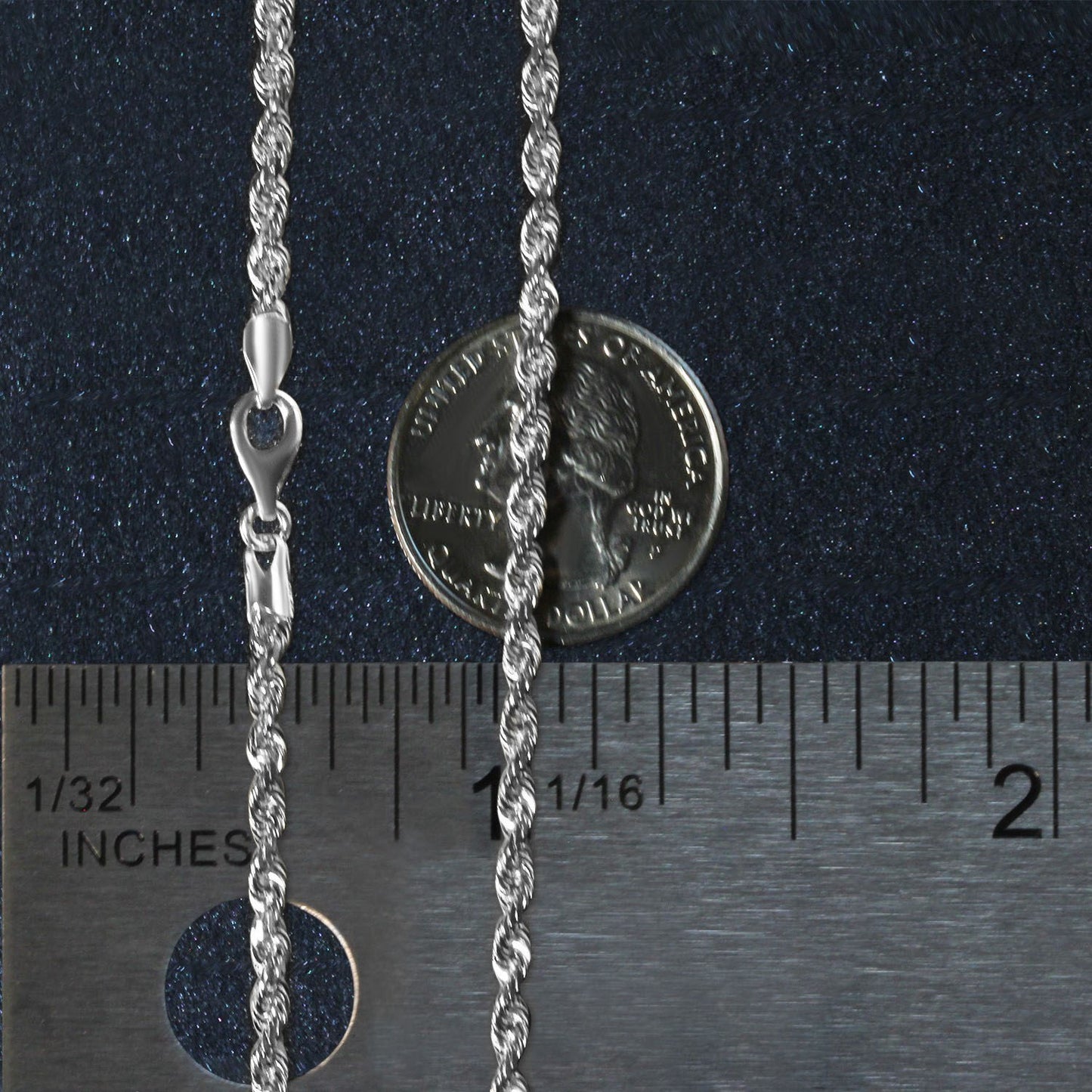 14k White Gold Solid Diamond Cut Rope Chain (3.00 mm) - Peelerie