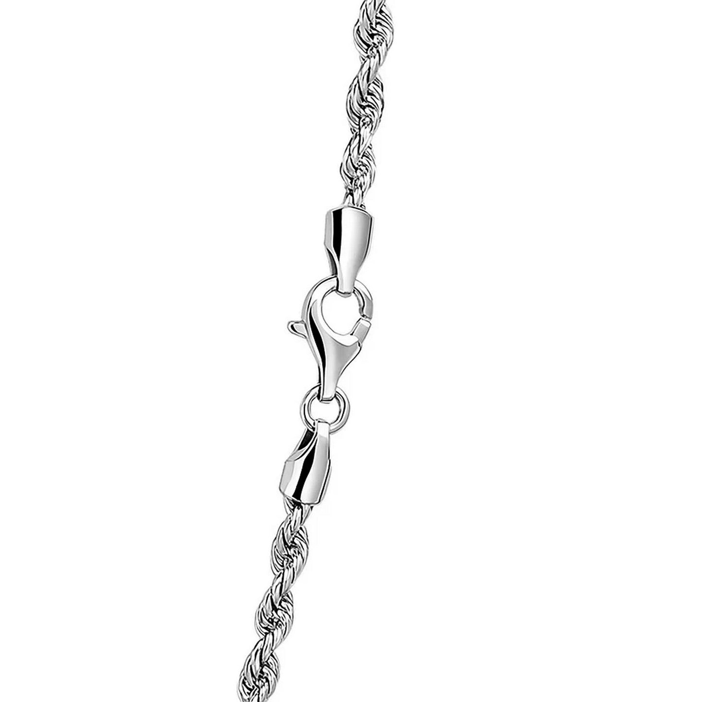 14k White Gold Solid Diamond Cut Rope Chain (3.00 mm) - Peelerie