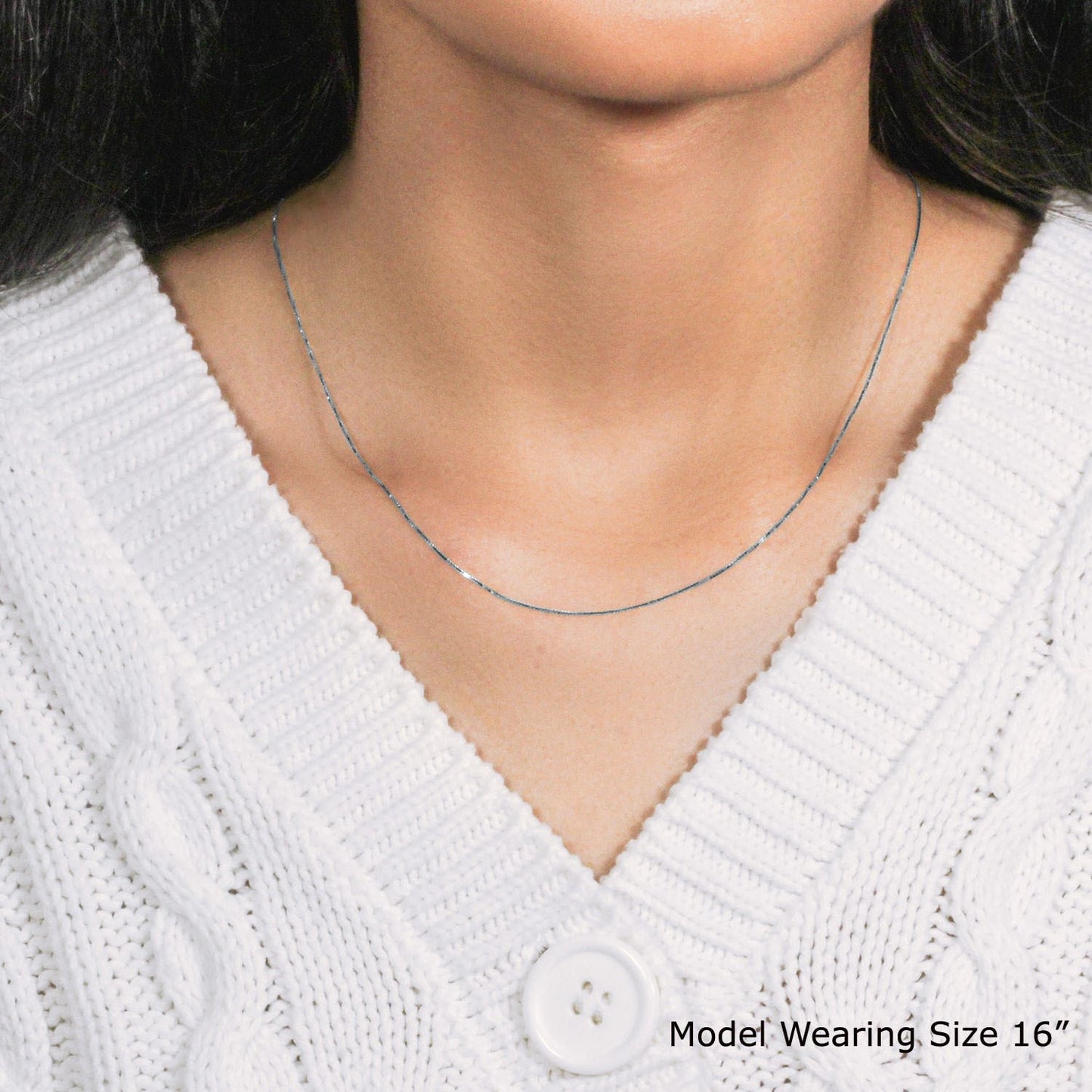 14k White Gold Classic Box Chain (0.60 mm) - Peelerie