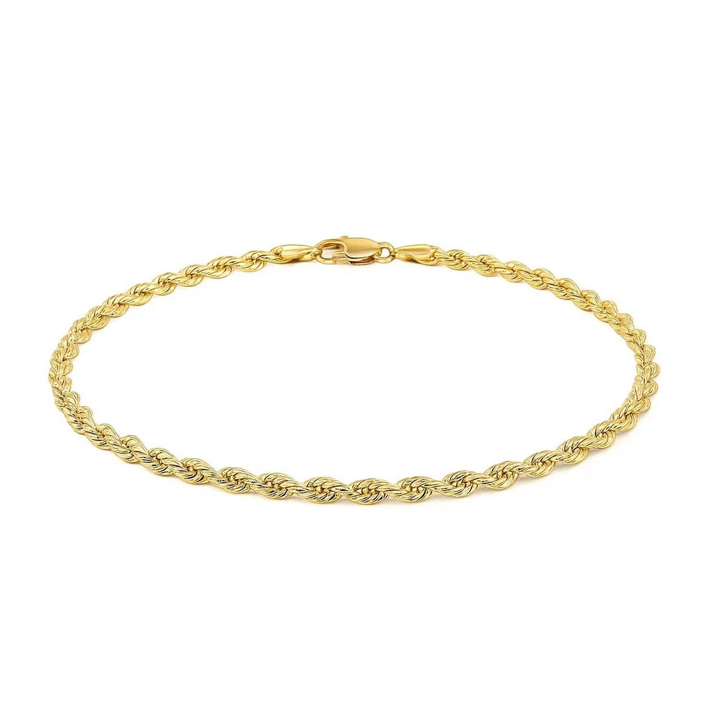 14k Yellow Gold Solid Diamond Cut Rope Bracelet (2.50 mm)