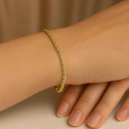 14k Yellow Gold Solid Diamond Cut Rope Bracelet (2.50 mm)
