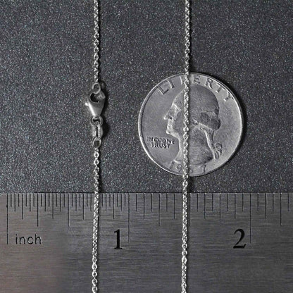 14k White Gold Oval Cable Link Chain (1.20 mm)