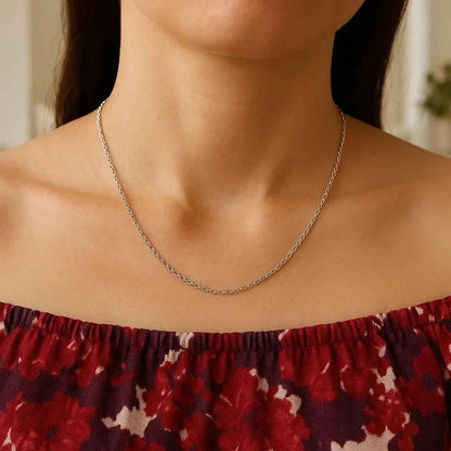14k White Gold Oval Cable Link Chain (1.20 mm)