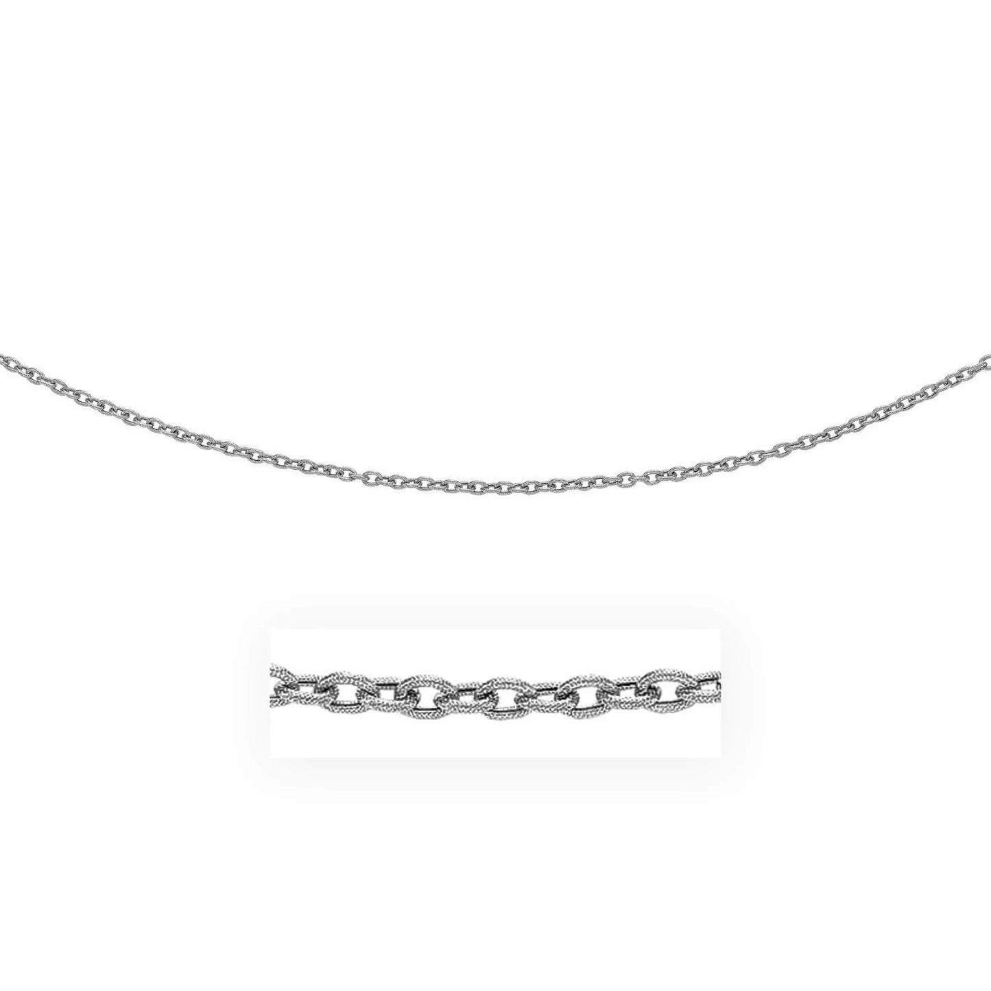 14k White Gold Pendant Chain with Textured Links (2.90 mm) - Peelerie