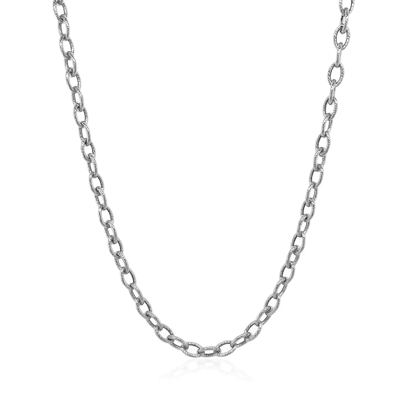14k White Gold Pendant Chain with Textured Links (2.90 mm) - Peelerie