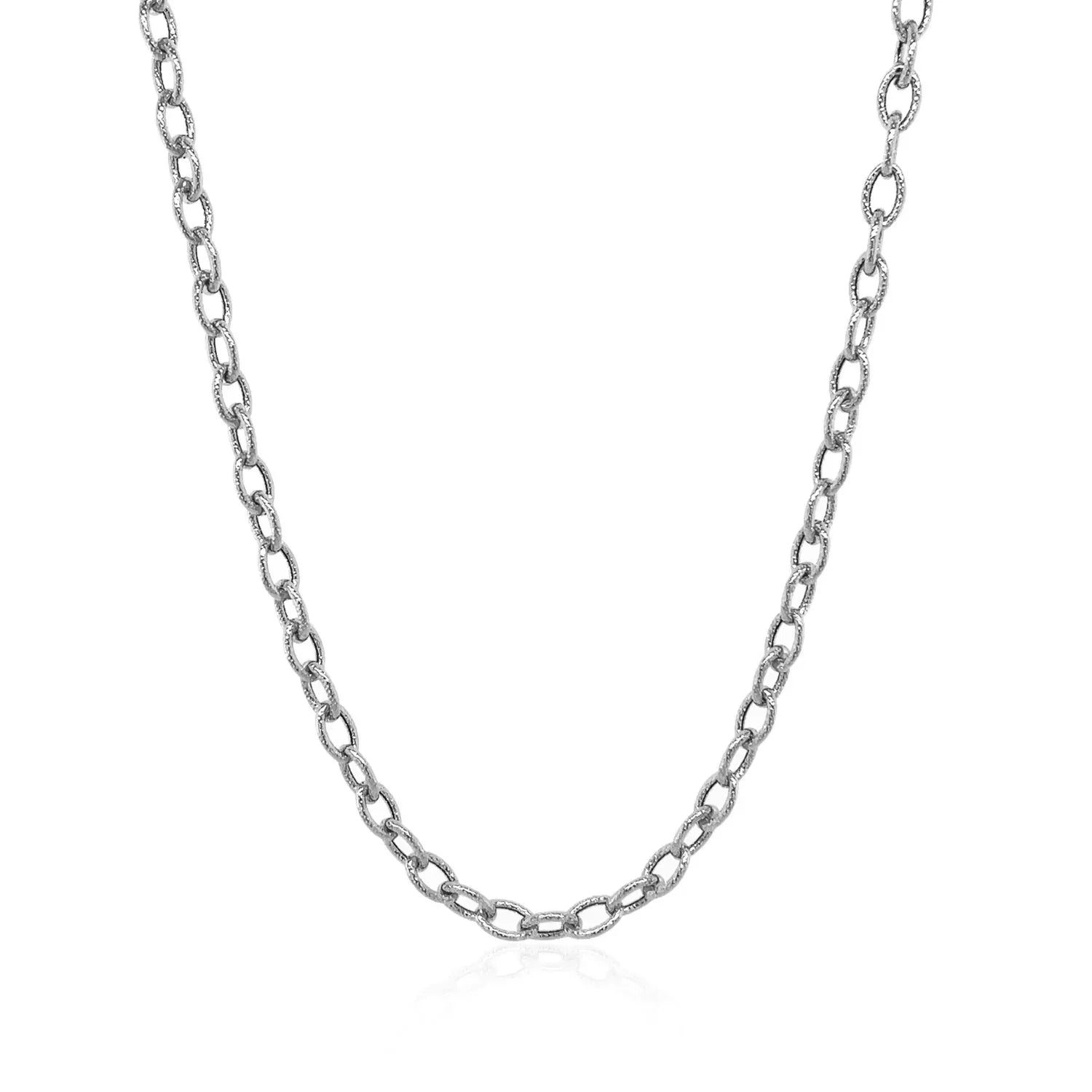 14k White Gold Pendant Chain with Textured Links (2.90 mm) - Peelerie