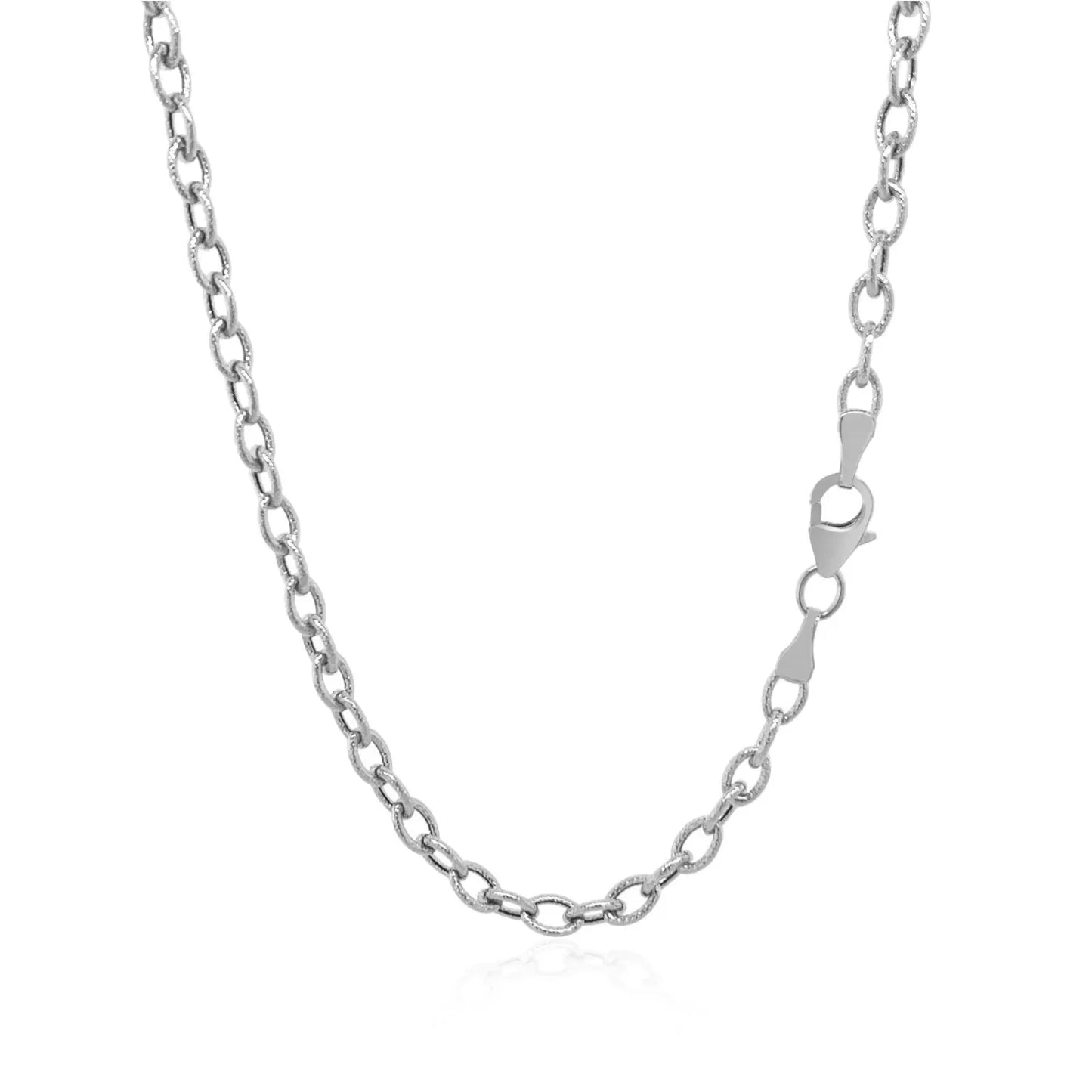 14k White Gold Pendant Chain with Textured Links (2.90 mm) - Peelerie