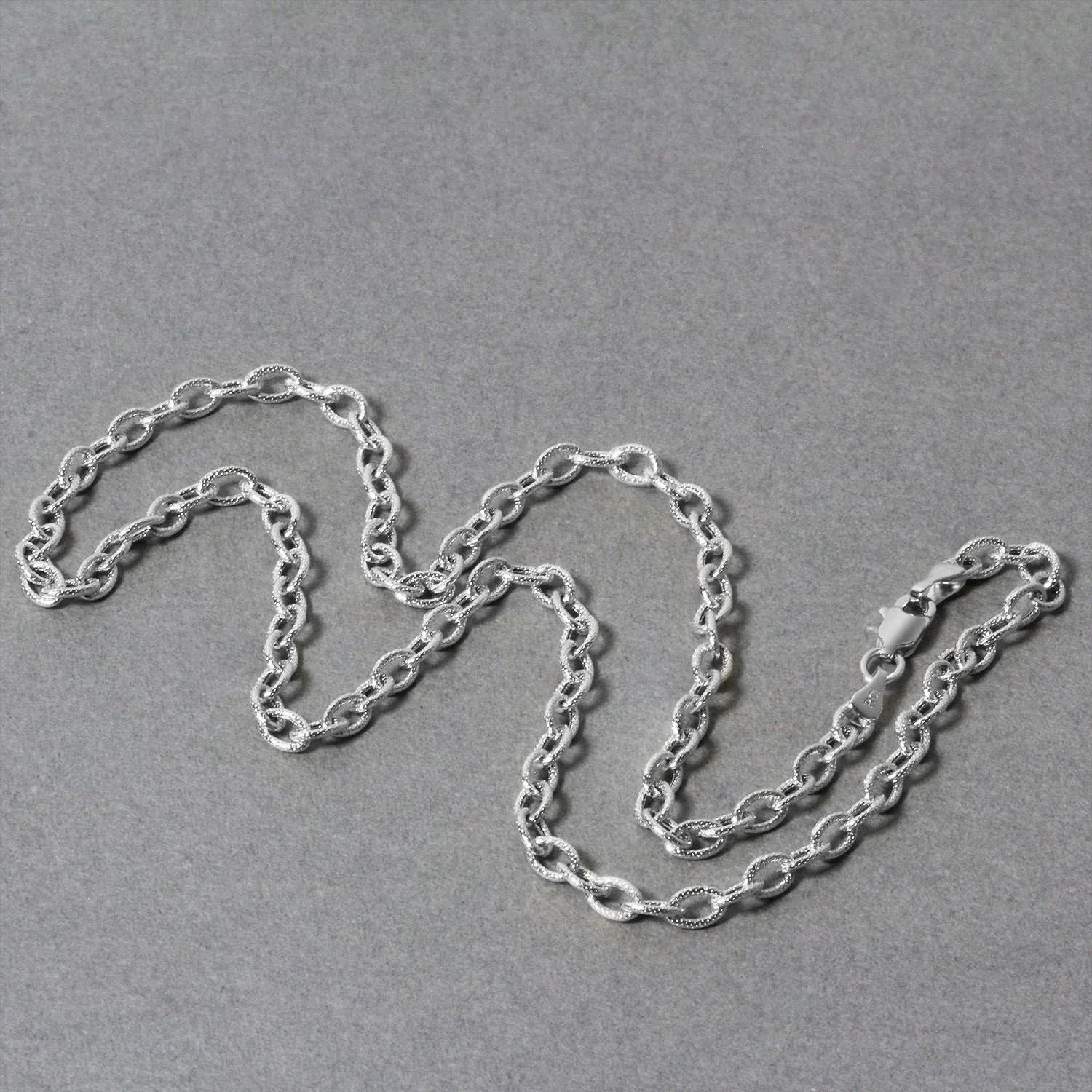 14k White Gold Pendant Chain with Textured Links (2.90 mm) - Peelerie