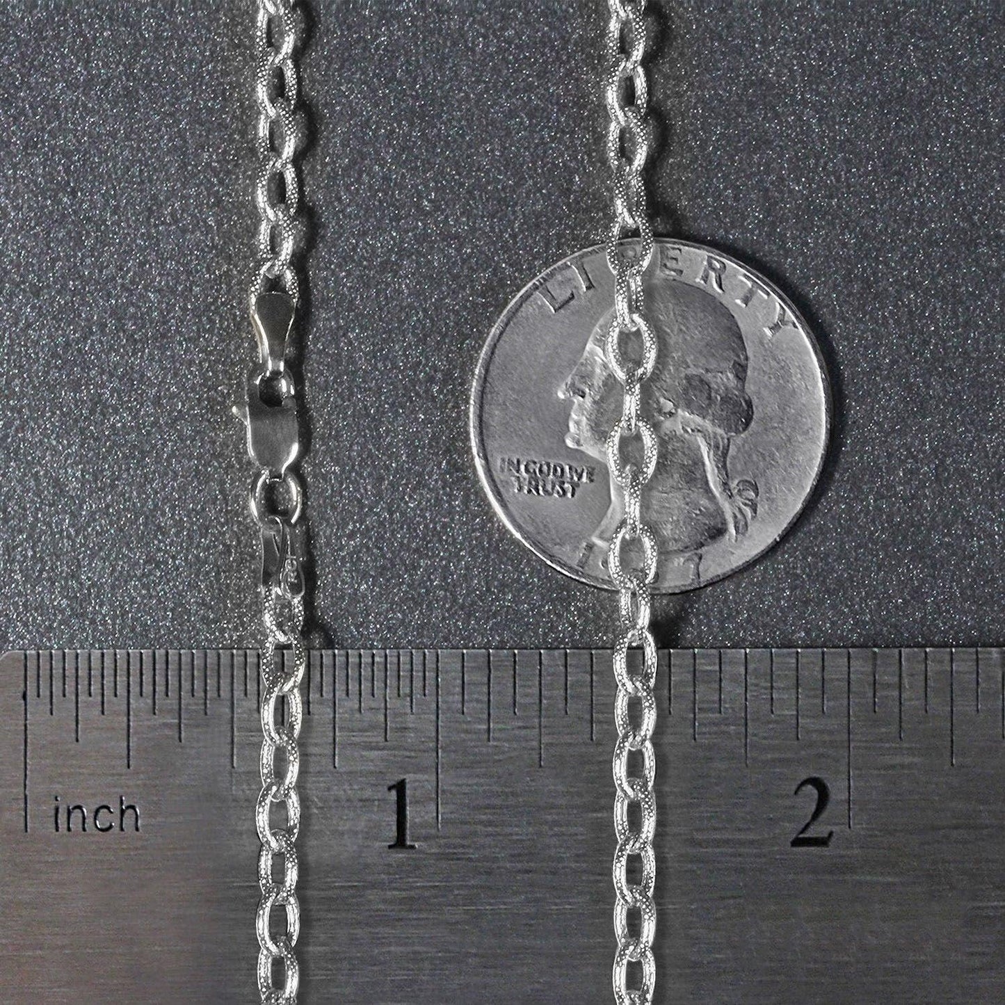 14k White Gold Pendant Chain with Textured Links (2.90 mm) - Peelerie