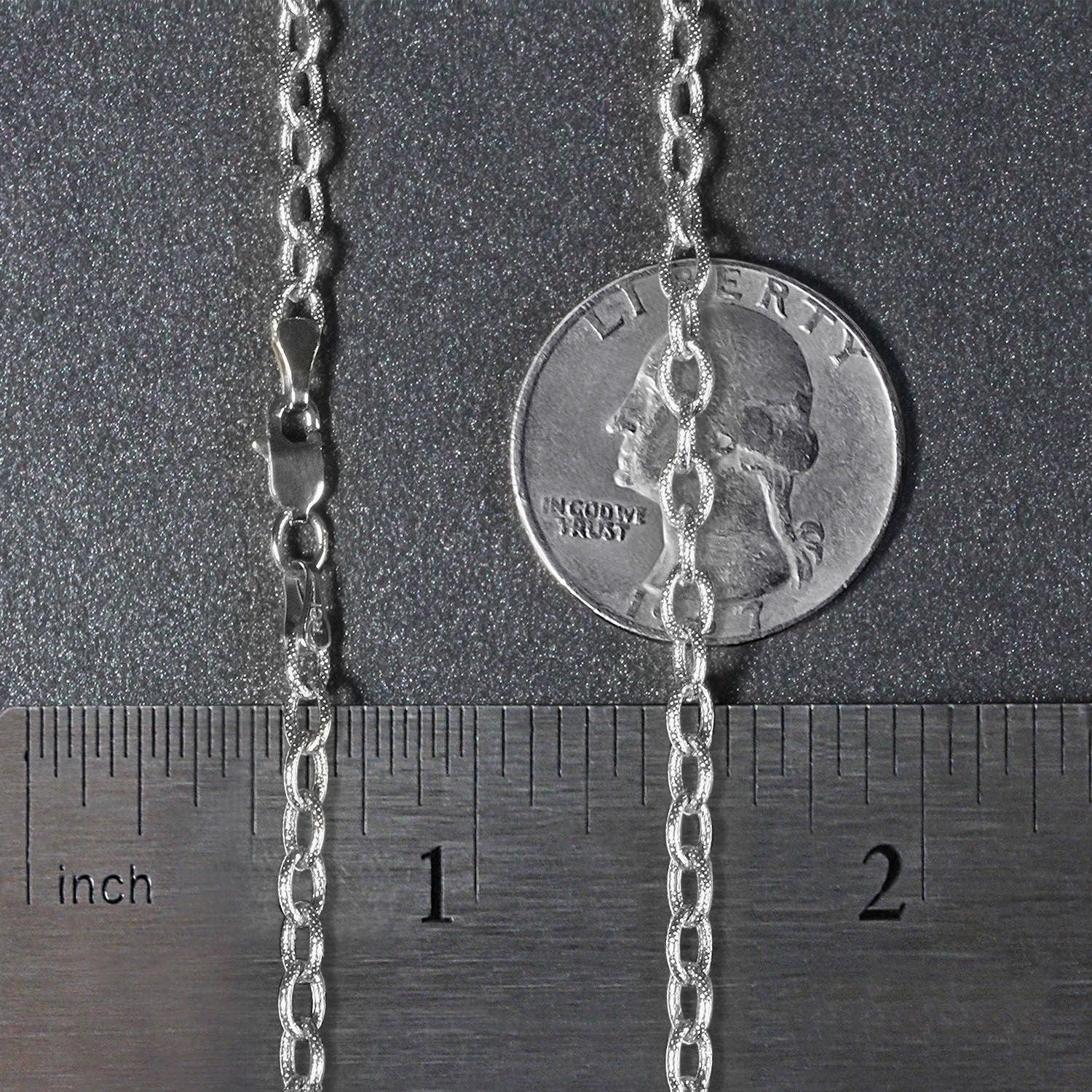 14k White Gold Pendant Chain with Textured Links (2.90 mm) - Peelerie