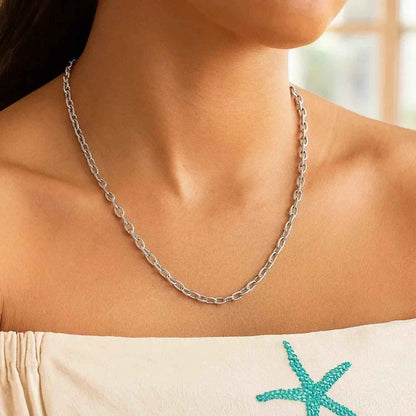 14k White Gold Pendant Chain with Textured Links (2.90 mm)