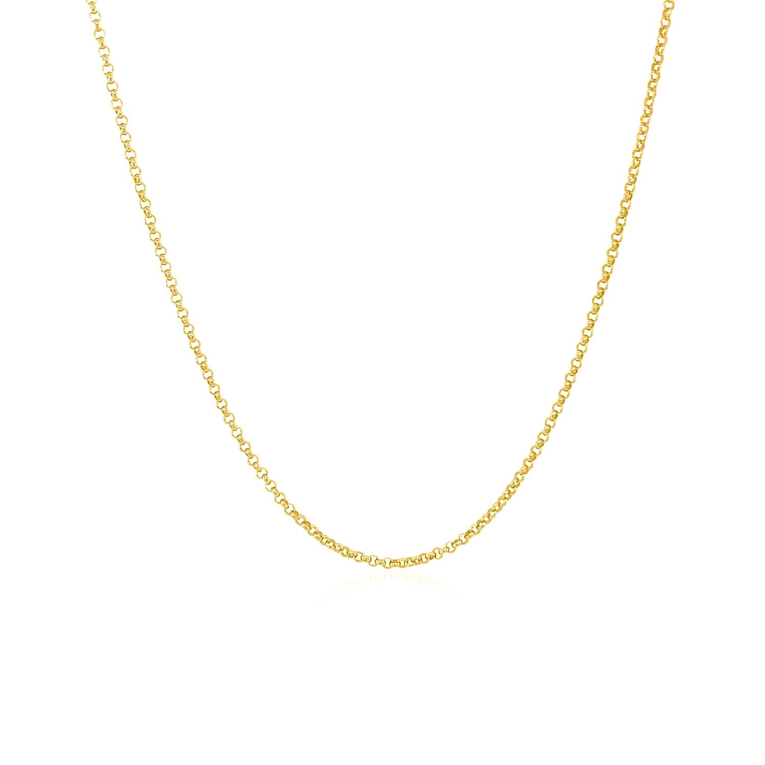 14k Yellow Gold Diamond Cut Rolo Chain (1.10 mm) in a sleek high-contrast midnight luxury editorial style