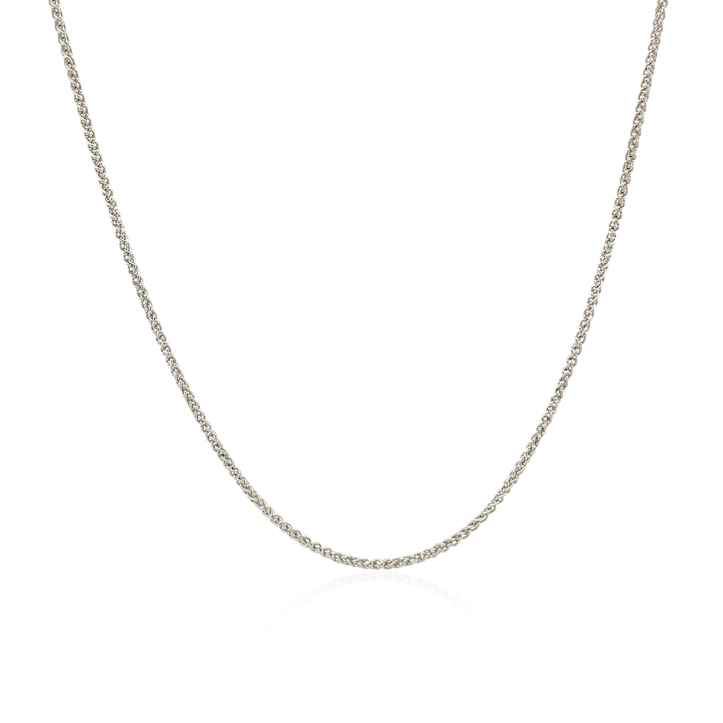 10k White Gold Wheat Chain 1.0mm (1.00 mm) in a sleek high-contrast midnight luxury editorial style
