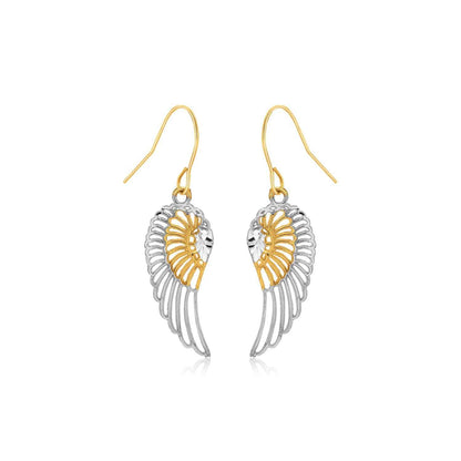 10k two-tone gold drop earrings