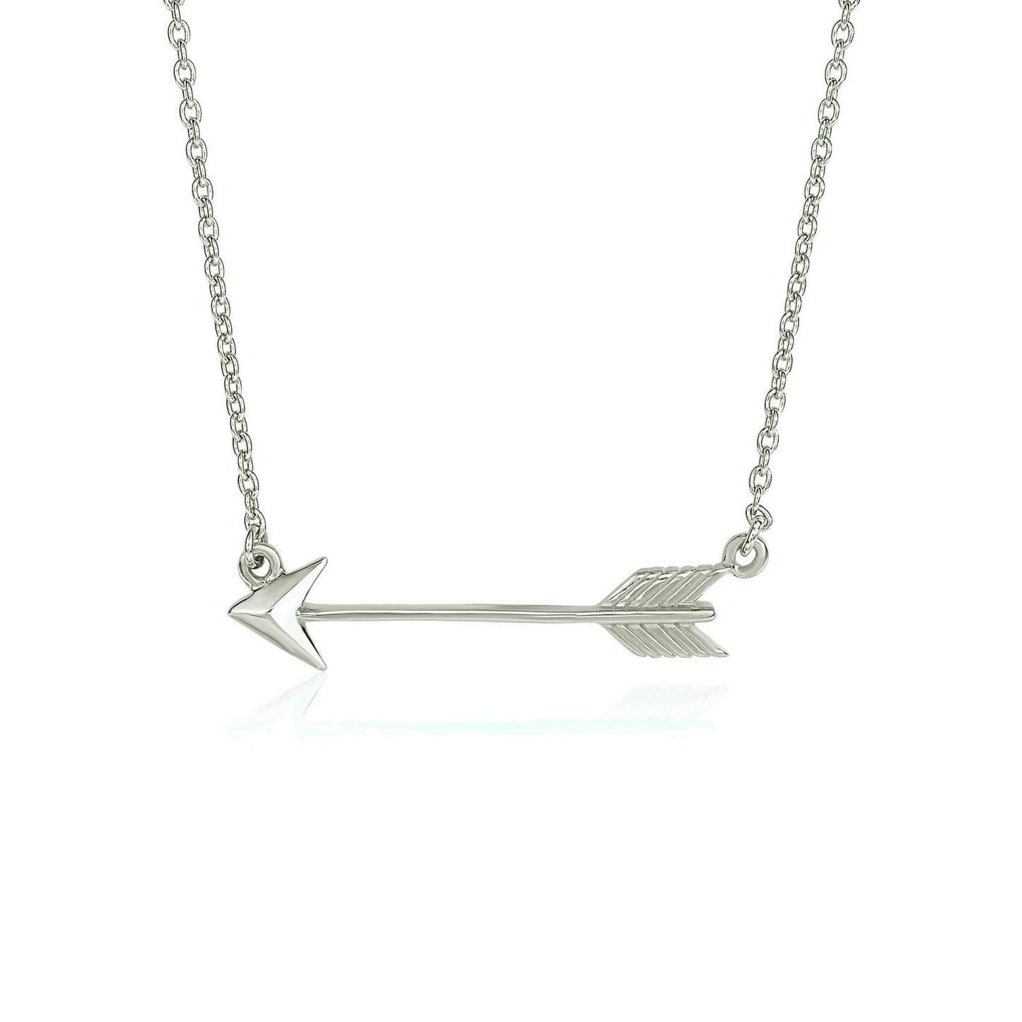 Necklace with Arrow in Sterling Silver in a sleek high-contrast midnight luxury editorial style