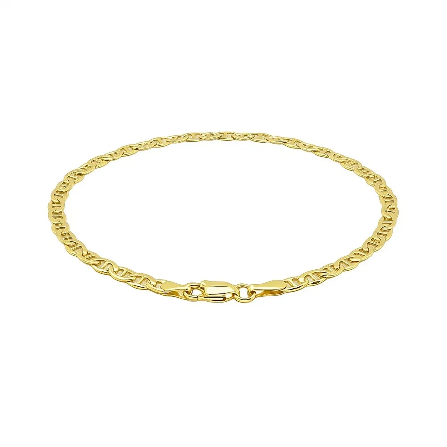 3.2mm 14k Yellow Gold Mariner Link Anklet - Peelerie