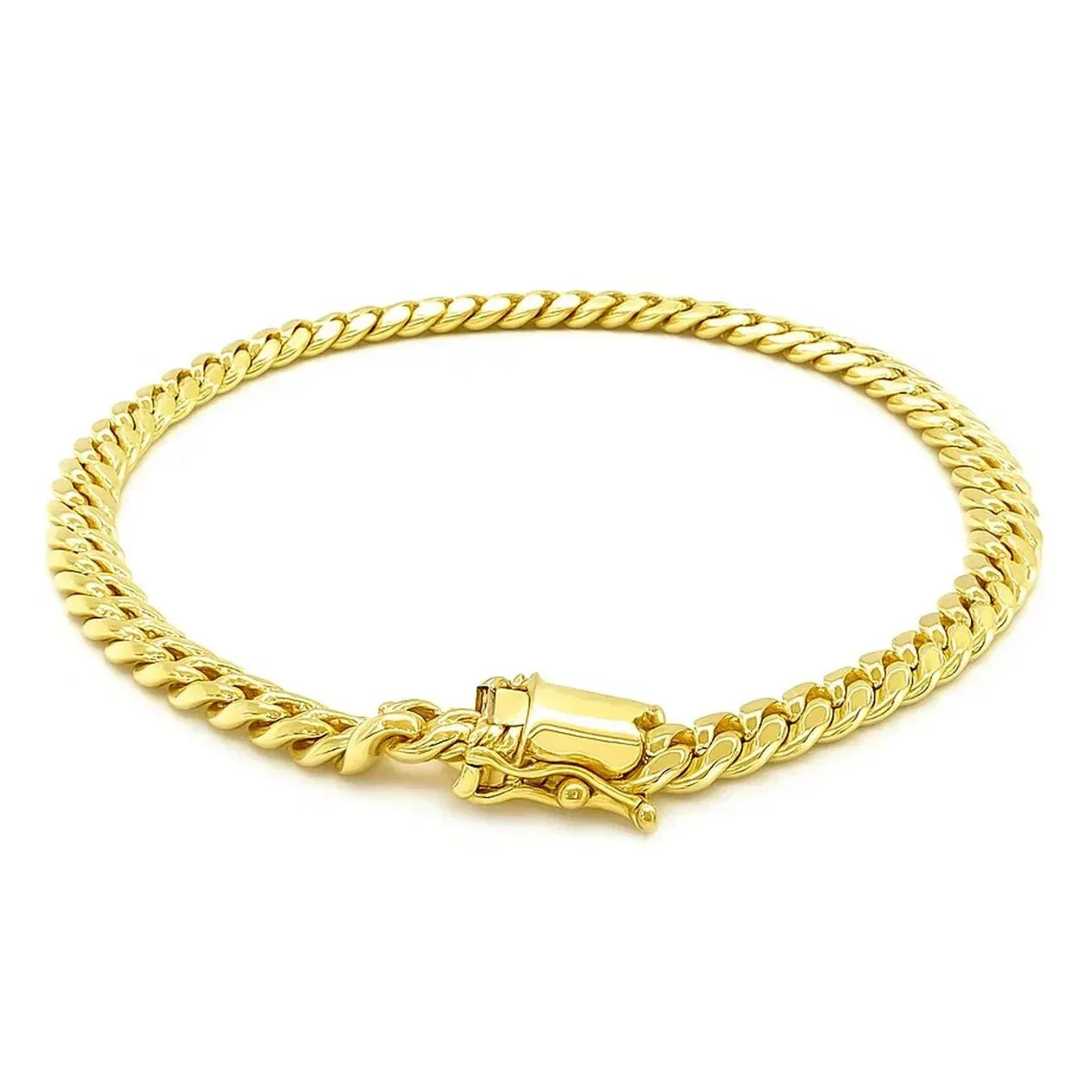 14k Yellow Gold Classic Miami Cuban Solid Bracelet (5.00 mm) - Peelerie