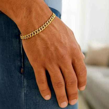 14k Yellow Gold Classic Miami Cuban Solid Bracelet (5.00 mm)
