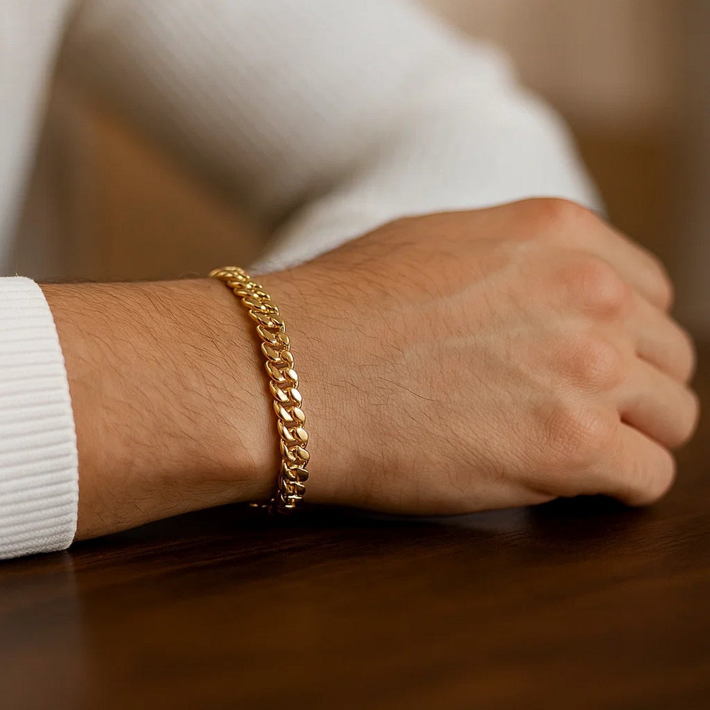 14k Yellow Gold Classic Miami Cuban Solid Bracelet (5.00 mm)