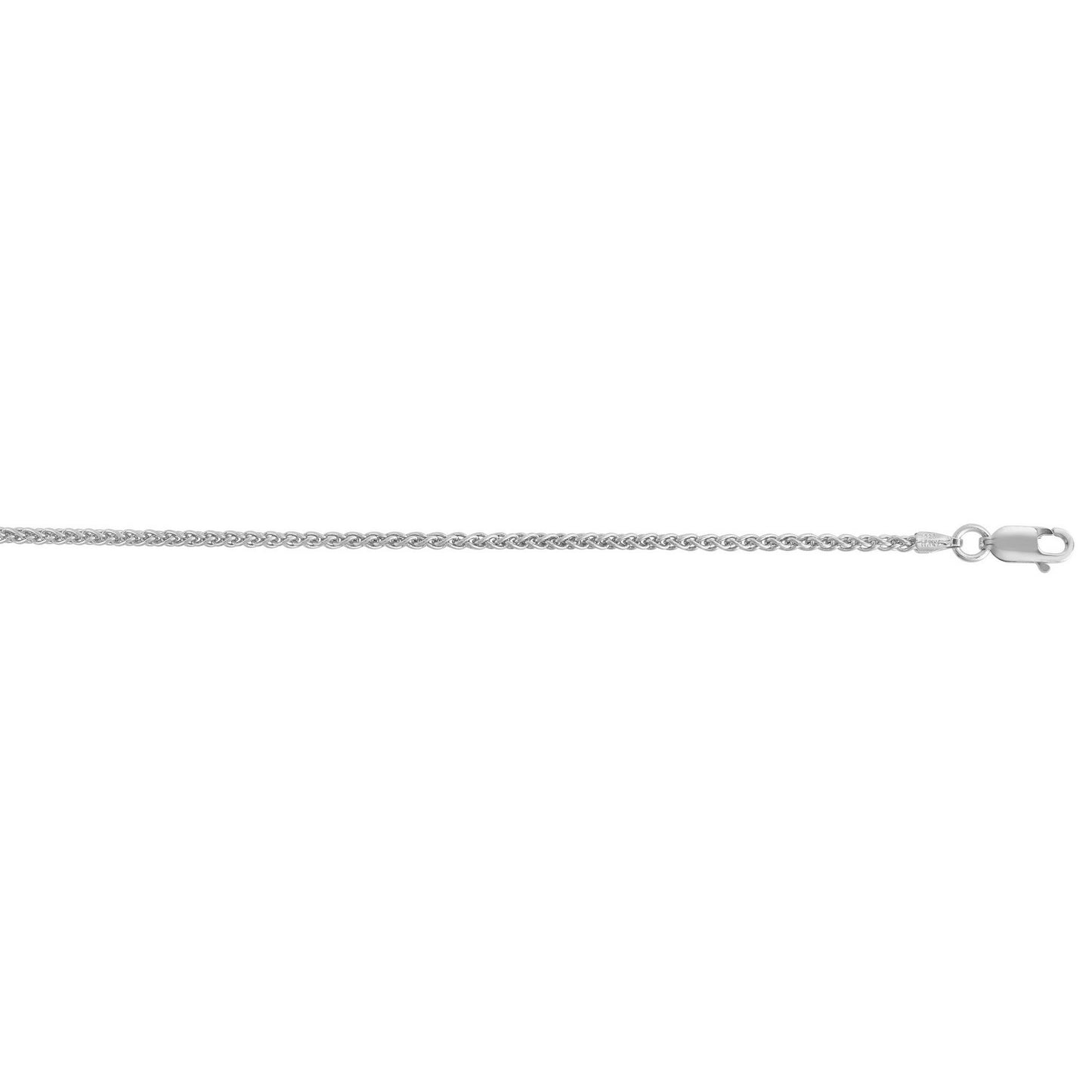 Sterling Silver Rhodium Plated Wheat Chain (1.90 mm) - Peelerie