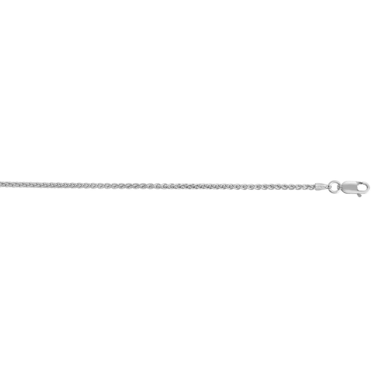 Sterling Silver Rhodium Plated Wheat Chain (1.90 mm) - Peelerie