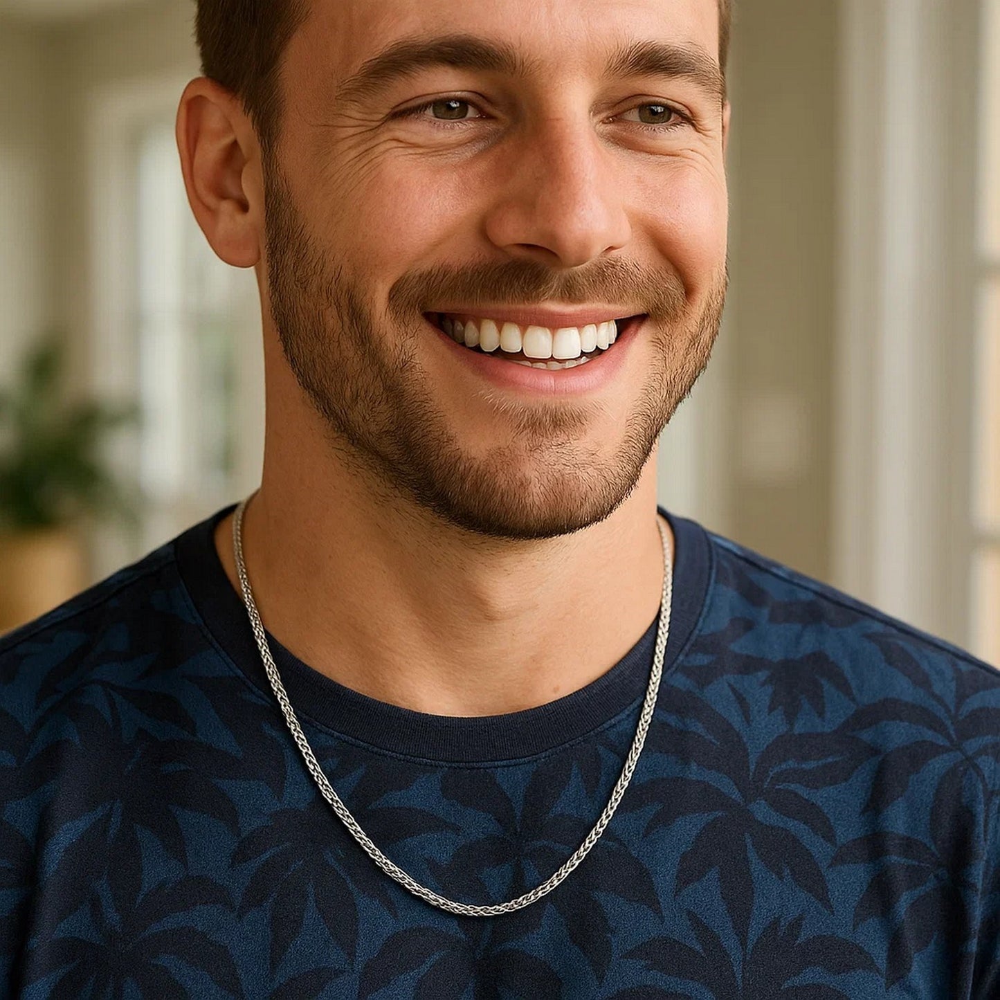 Sterling Silver Rhodium Plated Wheat Chain (1.90 mm) - Peelerie