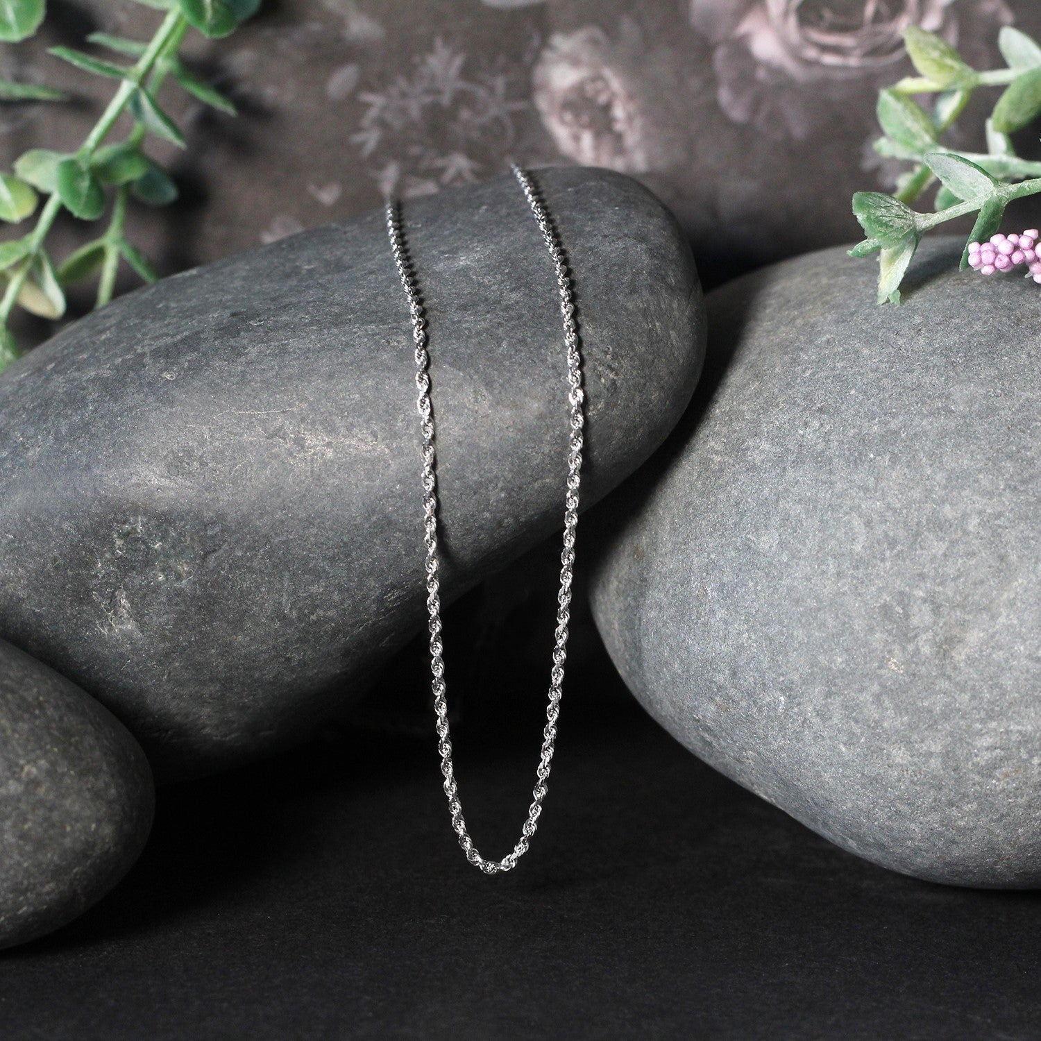 10k White Gold Solid Diamond Cut Rope Chain (1.40 mm) - Peelerie