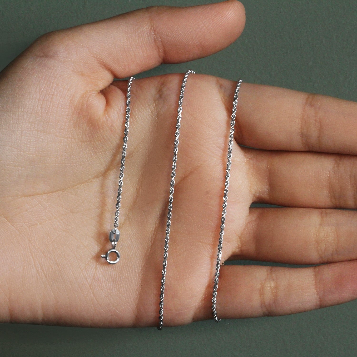 10k White Gold Solid Diamond Cut Rope Chain (1.40 mm) - Peelerie