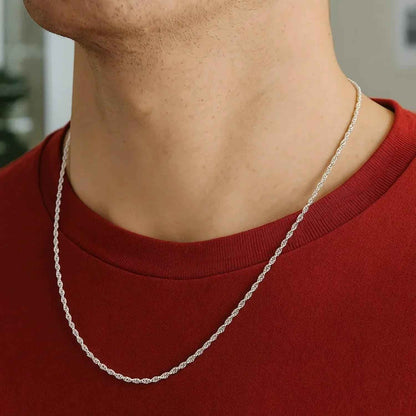 10k White Gold Solid Diamond Cut Rope Chain (1.40 mm)