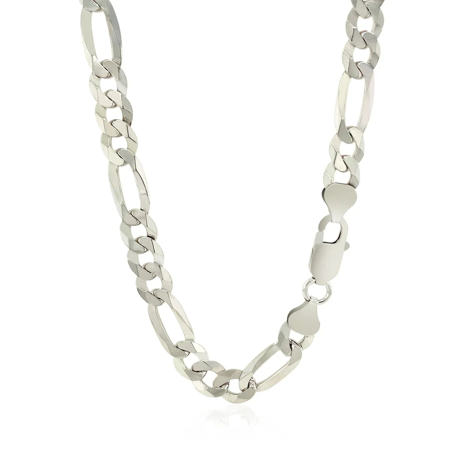 Rhodium Plated Sterling Silver Figaro Style Chain (8.10 mm) - Peelerie