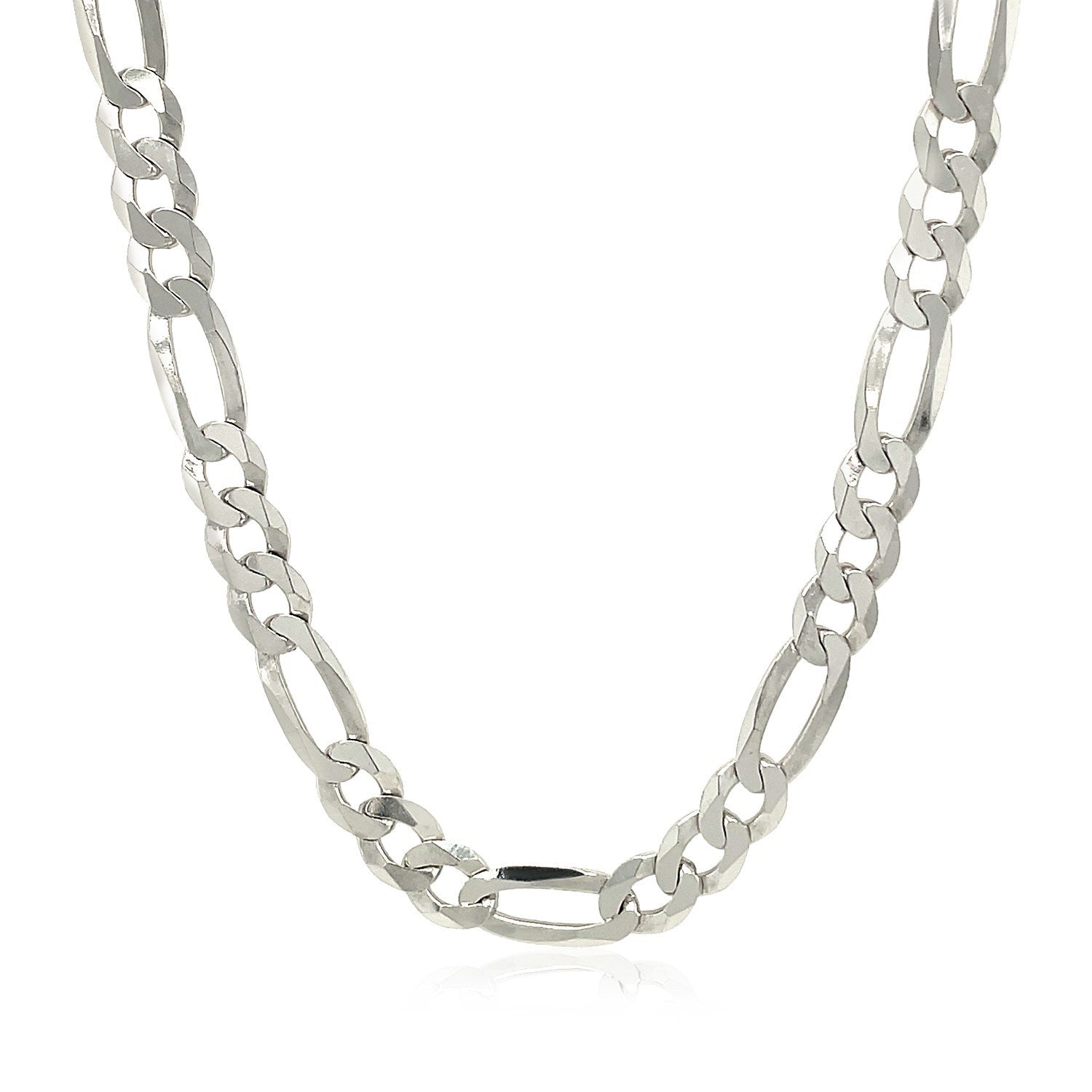 Rhodium Plated Sterling Silver Figaro Style Chain (8.10 mm) - Peelerie